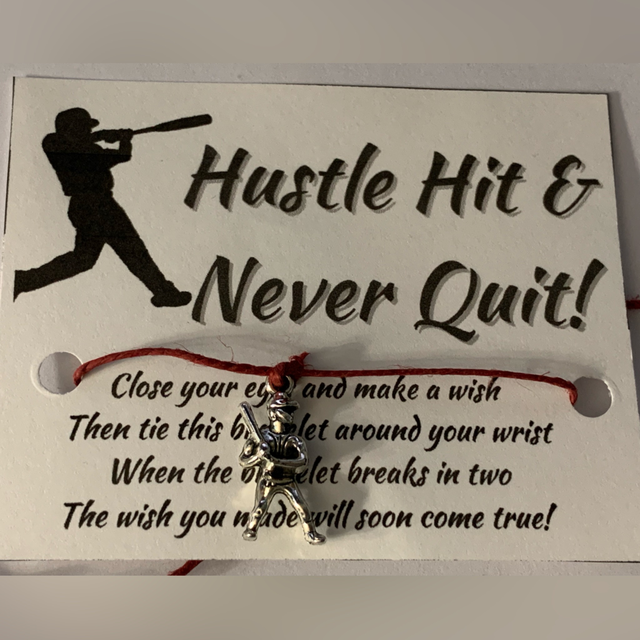 Handmade Baseball Player Red Hemp Cord Wishing Bracelet Brand New